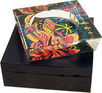 Multicoloured Pattern Glass Ashtray 