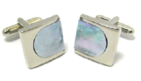 CL34 Cuff Links Semi Circle Blue Cloissone   
