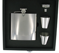 FLC11- 6oz Flask Set Black Wooden Box