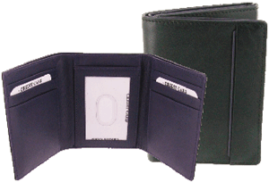 NC17 Quality black/purple calf leather trifold notecase with pass section