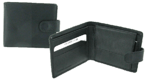 NC22 Black Leather Note Case With Coin Pocket & Fastner